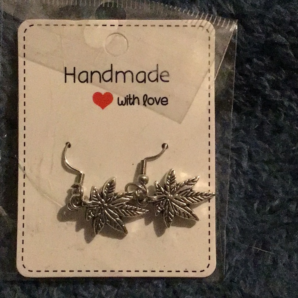 Beautiful handmade pot leaf earrings